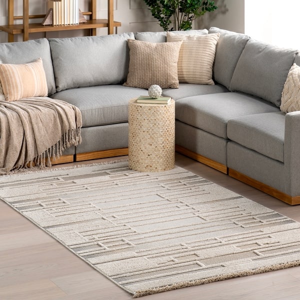 slide 1 of 1, Nuloom Ismene Modern High-Low Fringe Area Rug.