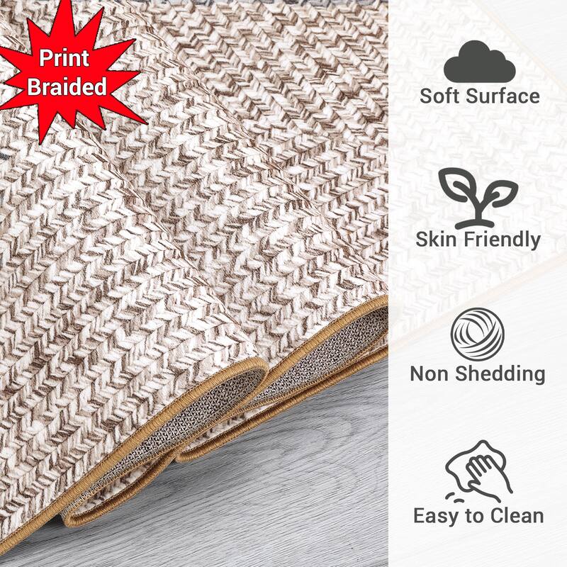 Modern Braided Print Rug Washable Area Rugs for Living Room Bedroom
