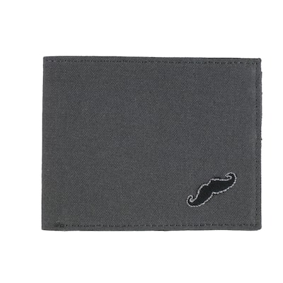 Perry Ellis Mens Mustache Bifold Wallet, Grey, One Size - One Size