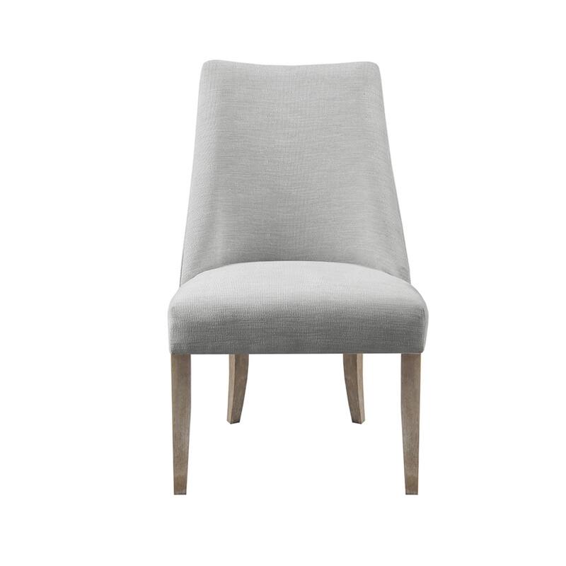 Roomfitters Set of 2 Upholstered Dining Chairs, High Back Armless Side Chairs with Solid Wood Legs for Kitchen, Light Gray