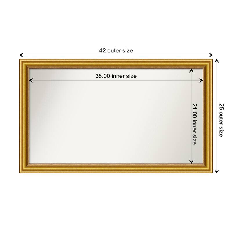 Townhouse Gold Framed Non-Beveled Custom Wall Mirror, Bathroom Vanity Mirror - Outer Size: 41.75 x 24.75