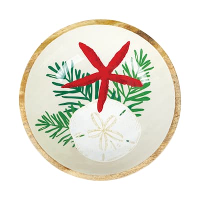 Seaside Greetings Mango Wood Bowl