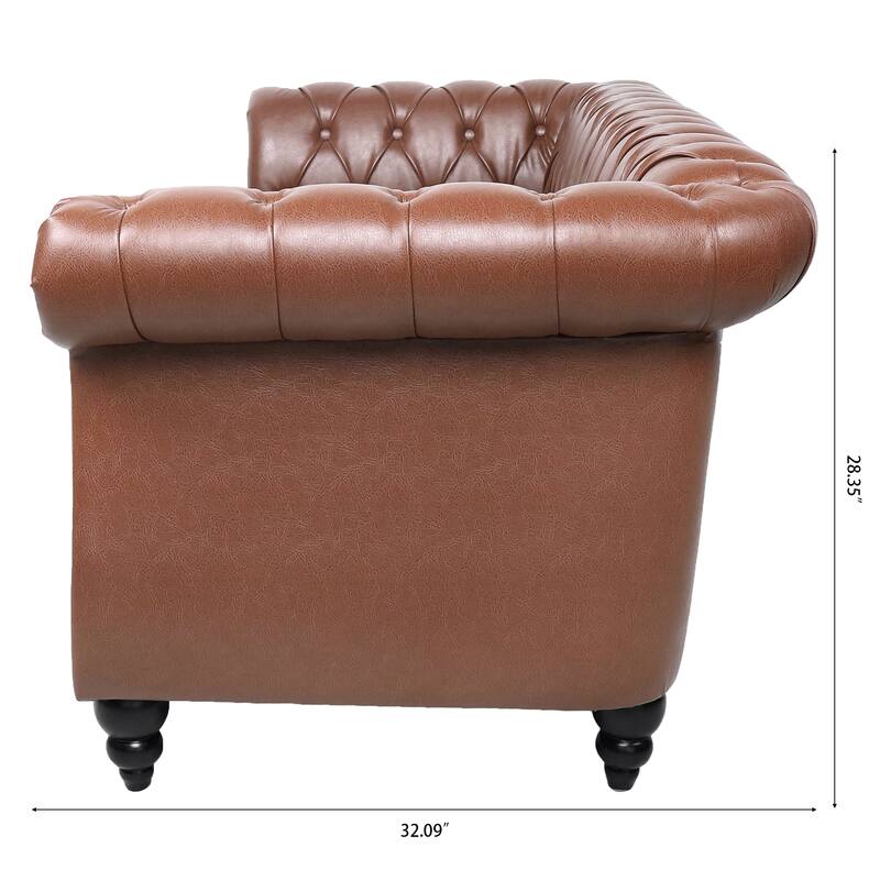 Elegant PU Leather Sofa with Birch Legs and Pocket Spring Support - 3-Seater