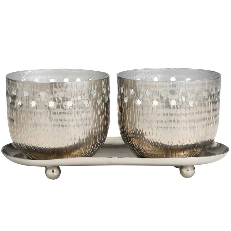 Gold or Copper or Silver Metal Scented Cutout Spotted 7 oz 1 Wick Candle with White Wax (Set of 2)