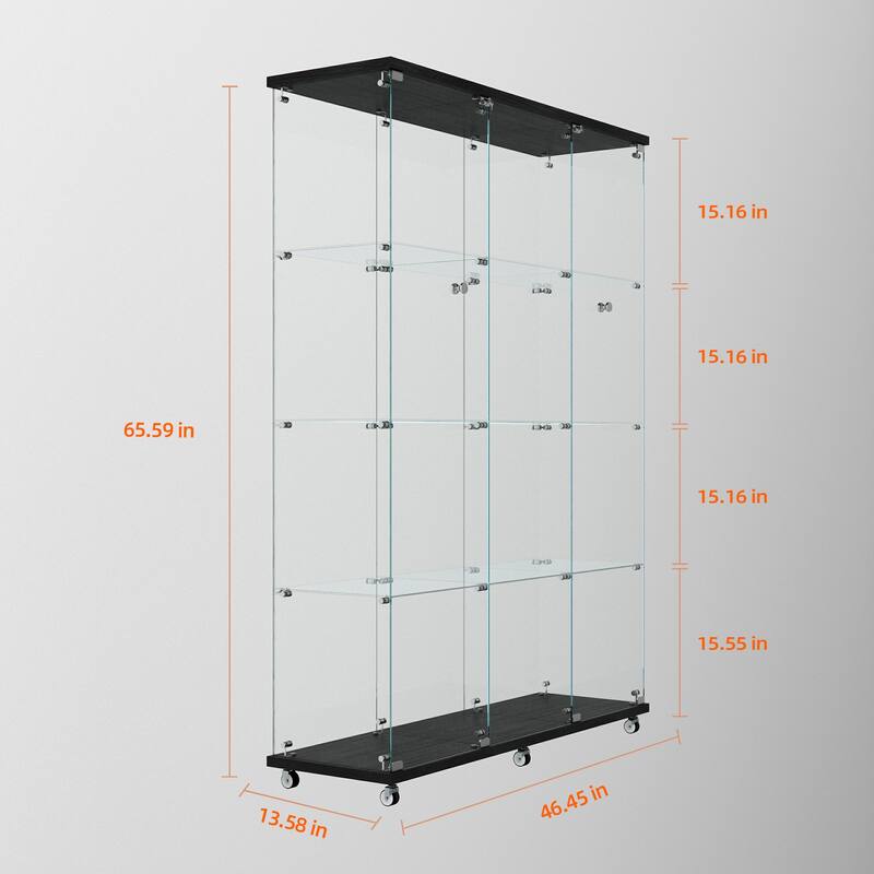 Tempered glass display cabinet, wine cabinet,storage cabinet, file cabinet, with Bluetooth LED light strip, lock on the door