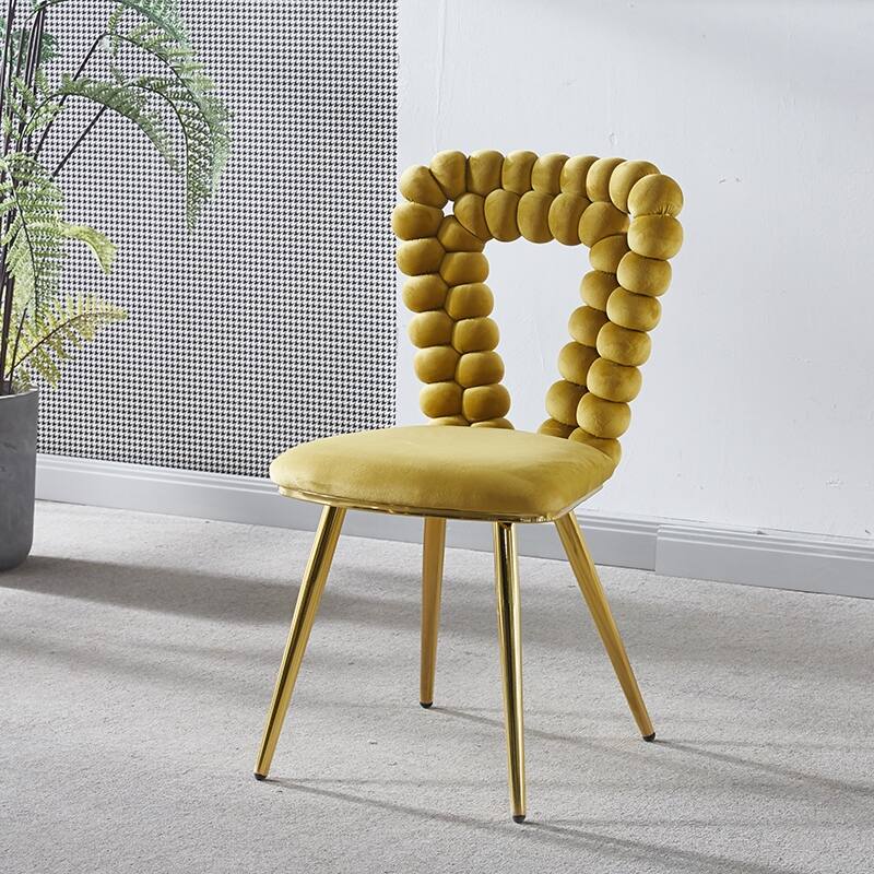 Yellow Modern 22.04" Accent Chairs with Iron Tube Legs and Comfortable Backrest (Set of 2)