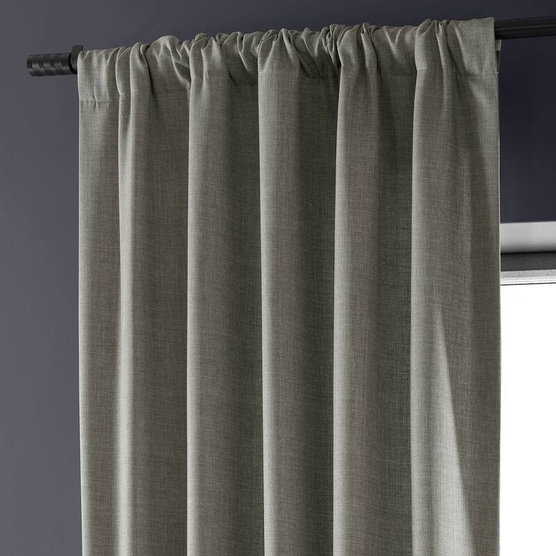 Exclusive Fabrics Italian Faux Linen Room Darkening Curtains (1 Panel) - Sophisticated Drapery for Versatile Décor
