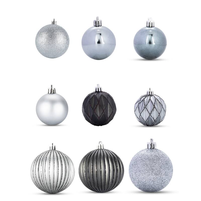 BECKI OWENS Set of 50 Metallic Shatterproof Christmas Ornaments - 3 Sizes - Small, Medium & Large