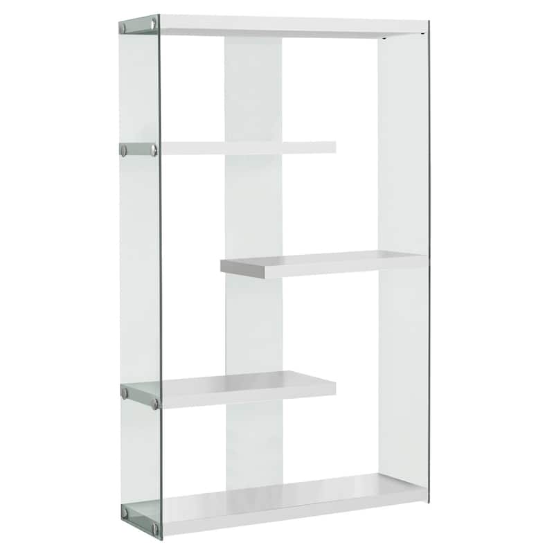 69-Inch High Corner Ladder Bookcase with 3 Shelves and Bottom Storage Drawer in Espresso Brown Finish - 60