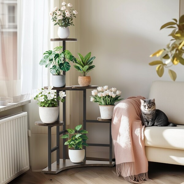 Industrial Corner Tall 5 Tiers Plant Stand Multiple Flower