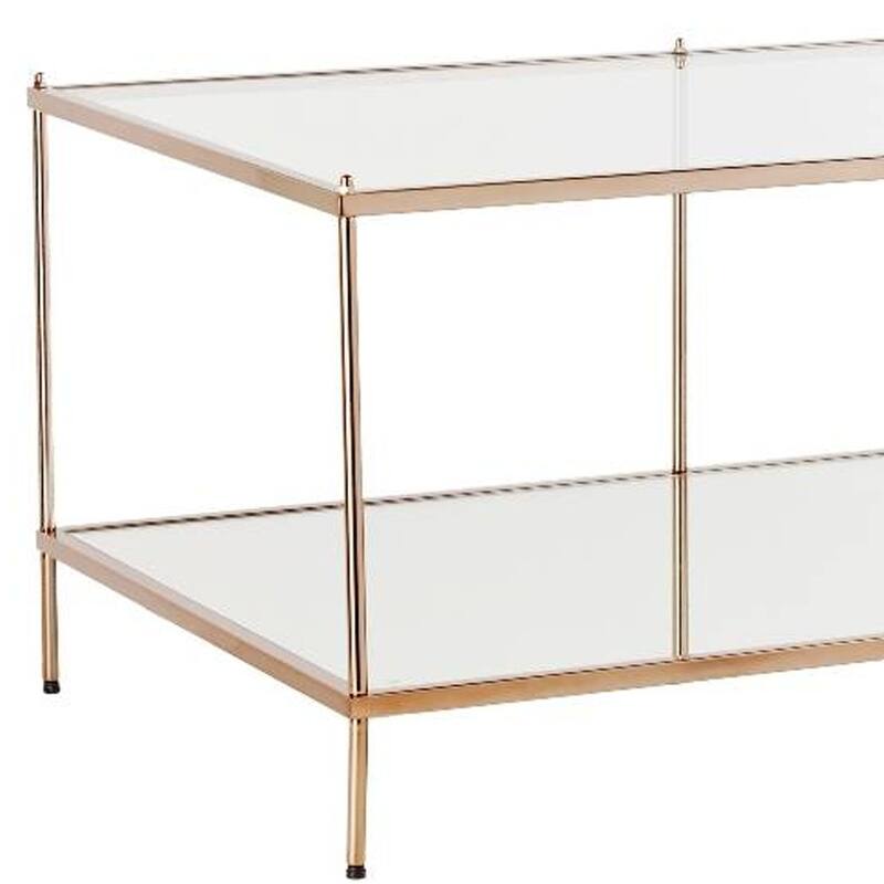 HomeRoots 42" Clear And Gold Glass And Metal Coffee Table - 19" H x 42.25" W x 24" D