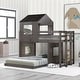 preview thumbnail 13 of 20, Twin Over Full Bunk Bed, Loft Bed with Playhouse,Built-in 3-step Ladder