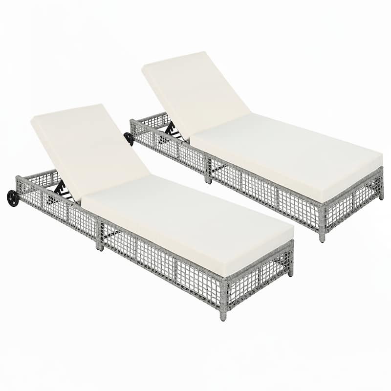 Outdoor Lounge Chair for Garden(Grey and Beige)