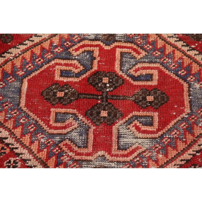 Distressed Bakhtiari Persian Vintage Rug Handmade Red Wool Carpet - 4'10"x 9'10"
