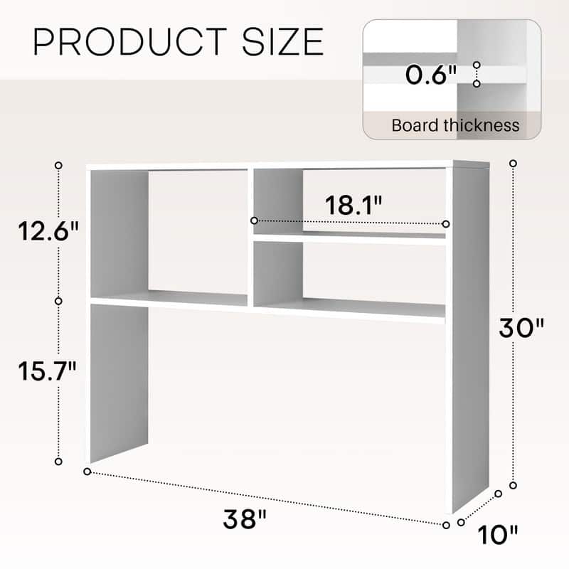 Desktop Shelf Bookshelf Storage for College Dorm Office Home, White