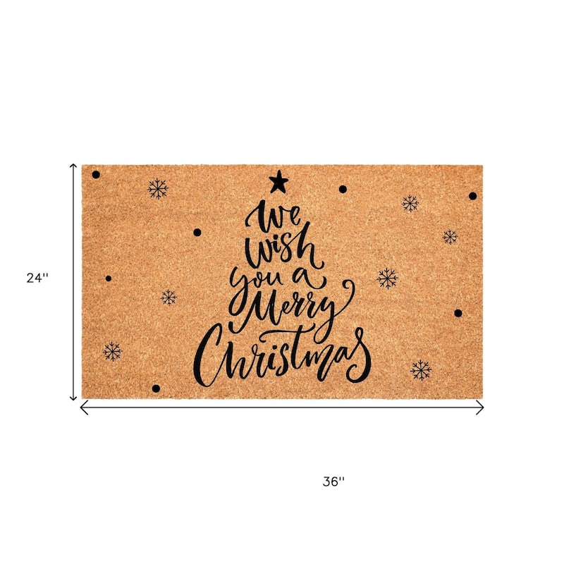 HomeRoots 24" X 36" Brown And Black Christmas Outdoor Coir Door Mat - 24.00' X '36.00