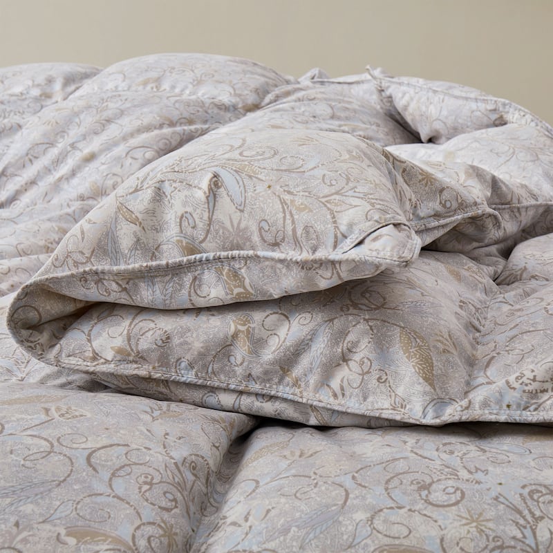 All Season Paisley Floral Printed Vintage White Goose Feather Down Comforter