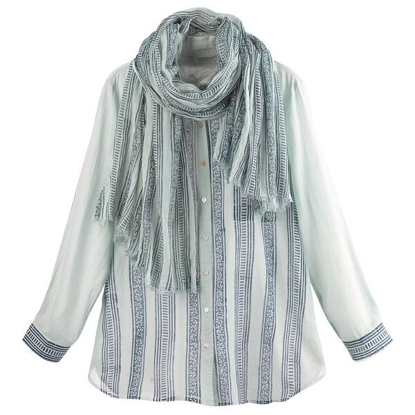 Shop Catalog Classics Women S Hand Block Print Shirt Scarf Set