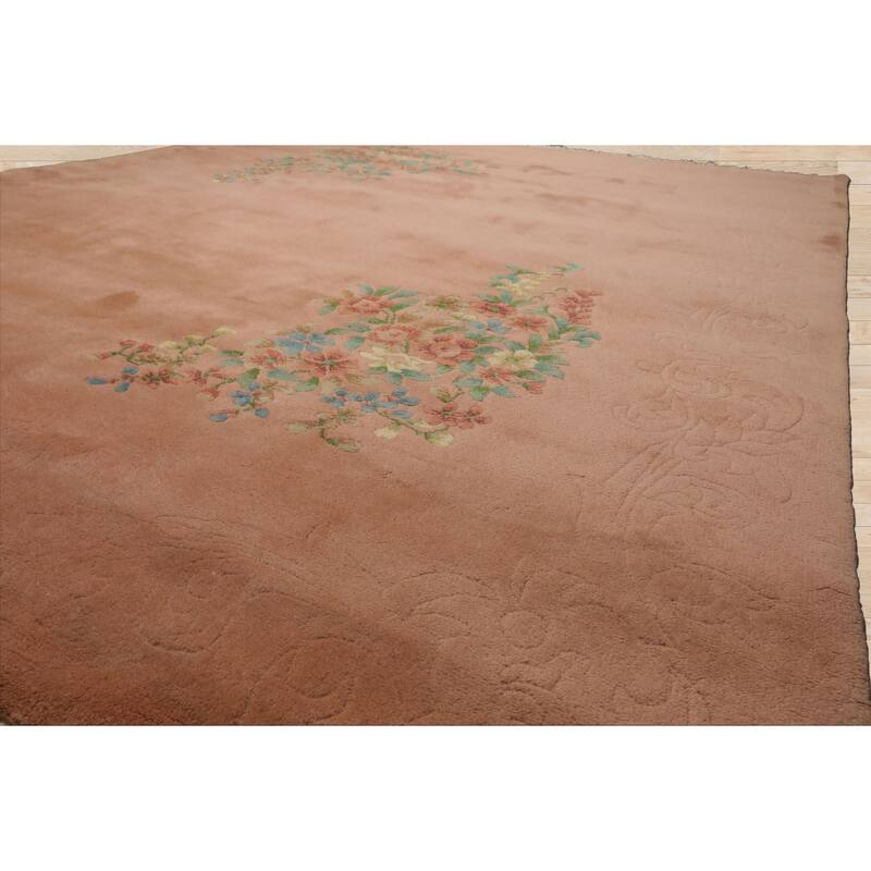 8x10 Hand Knotted Wool Rose French Aubusson Savonnerie Plush Pile Rug - 8' x 10'