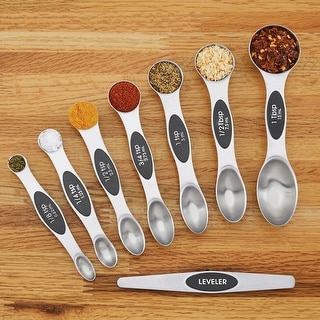 Stainless Steel Magnetic Measuring Spoons and Leveler - 8-Piece Set - 7 ...