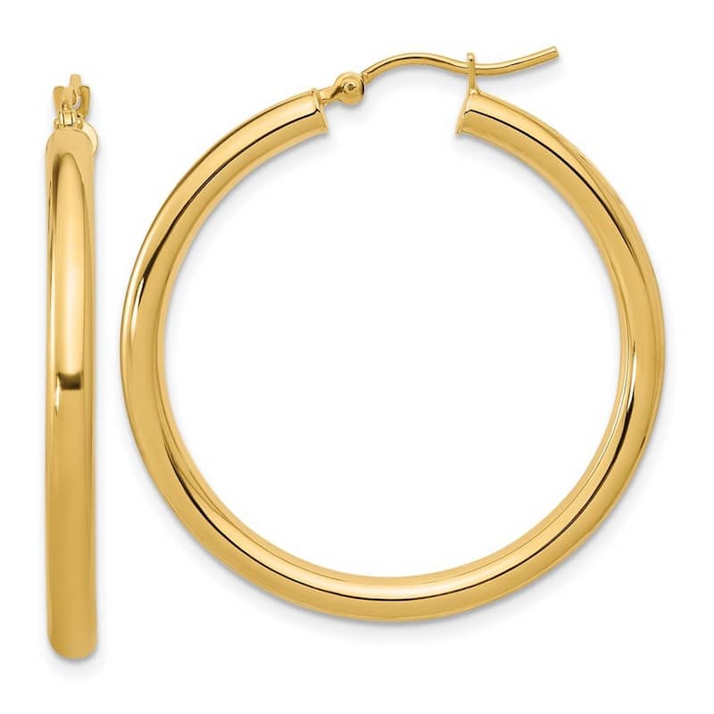 Curata 10k Yellow Gold Polished Hinged Hoop Earrings - 35x3mm