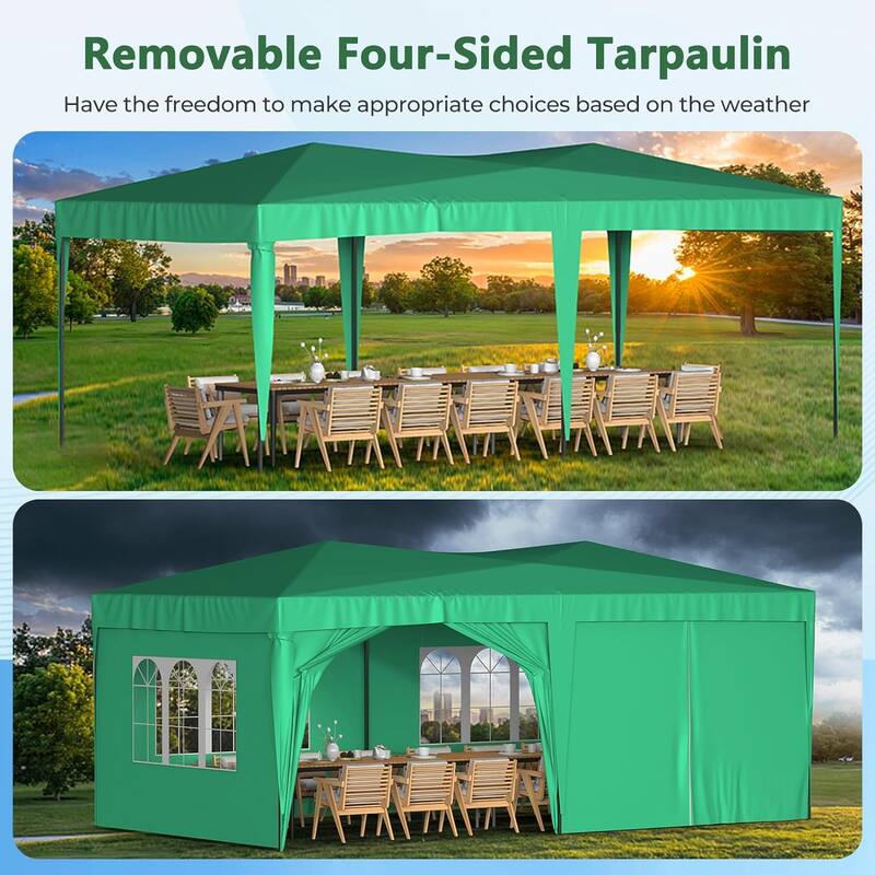 10 x 20 Pop Up Canopy Tent with 6 Sidewalls, Portable Party Canopy with 6 Weight Bag