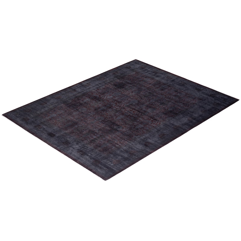 Overton Hand Knotted Wool Vintage Inspired Modern Contemporary Overdyed Brown Area Rug - 8' 2" x 10' 7"
