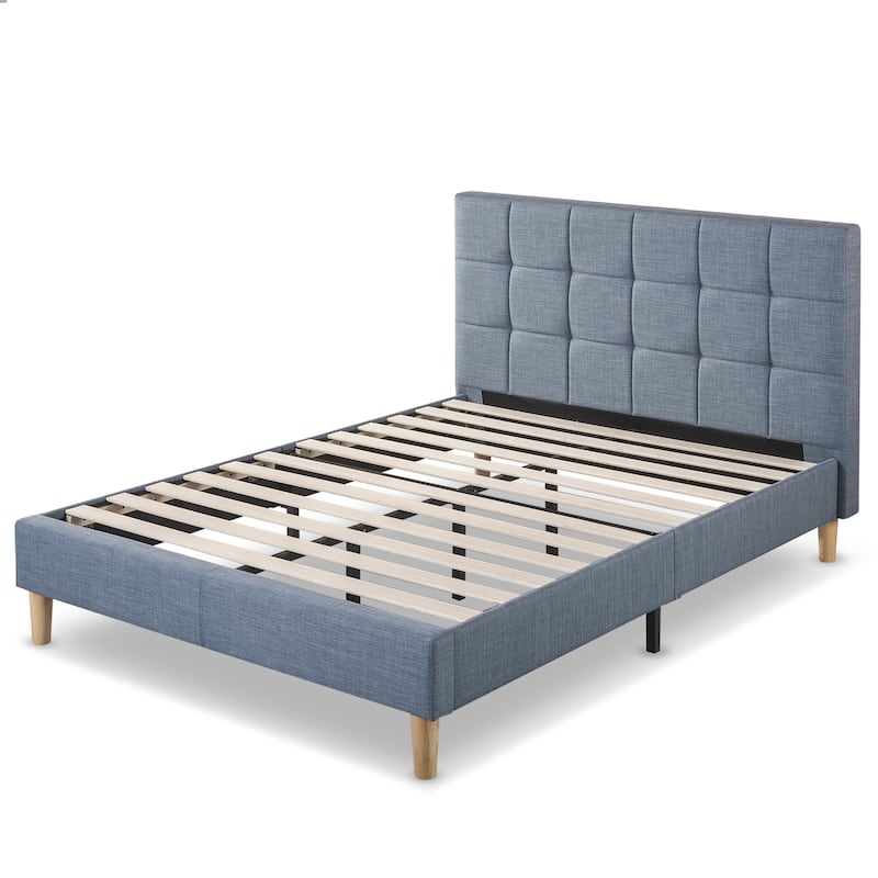 Priage by ZINUS Blue Slate Upholstered Square Platform Bed Frame - Full