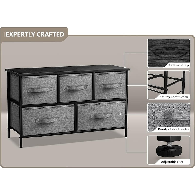 Sorbus 5 Drawer Wide Short Dresser