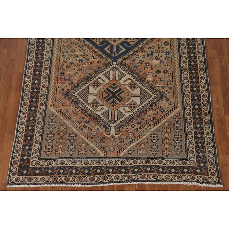 Tribal Animals Bakhtiari Persian Vintage Rug Hand-Knotted Wool Carpet - 5'5" x 9'11"