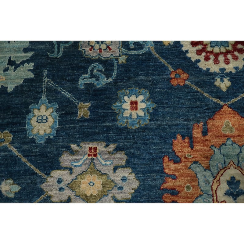 Hand Knotted Oriental 100% Wool Carpet Traditional All-Over Navy Blue & Blues Ziegler Area Rug - 12' 4'' X 8' 10''