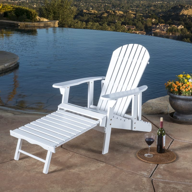 Hayle Wood Outdoor Reclining Adirondack Chair by Christopher Knight Home - 67.25" L x 29.50"W x 29.50" H - White