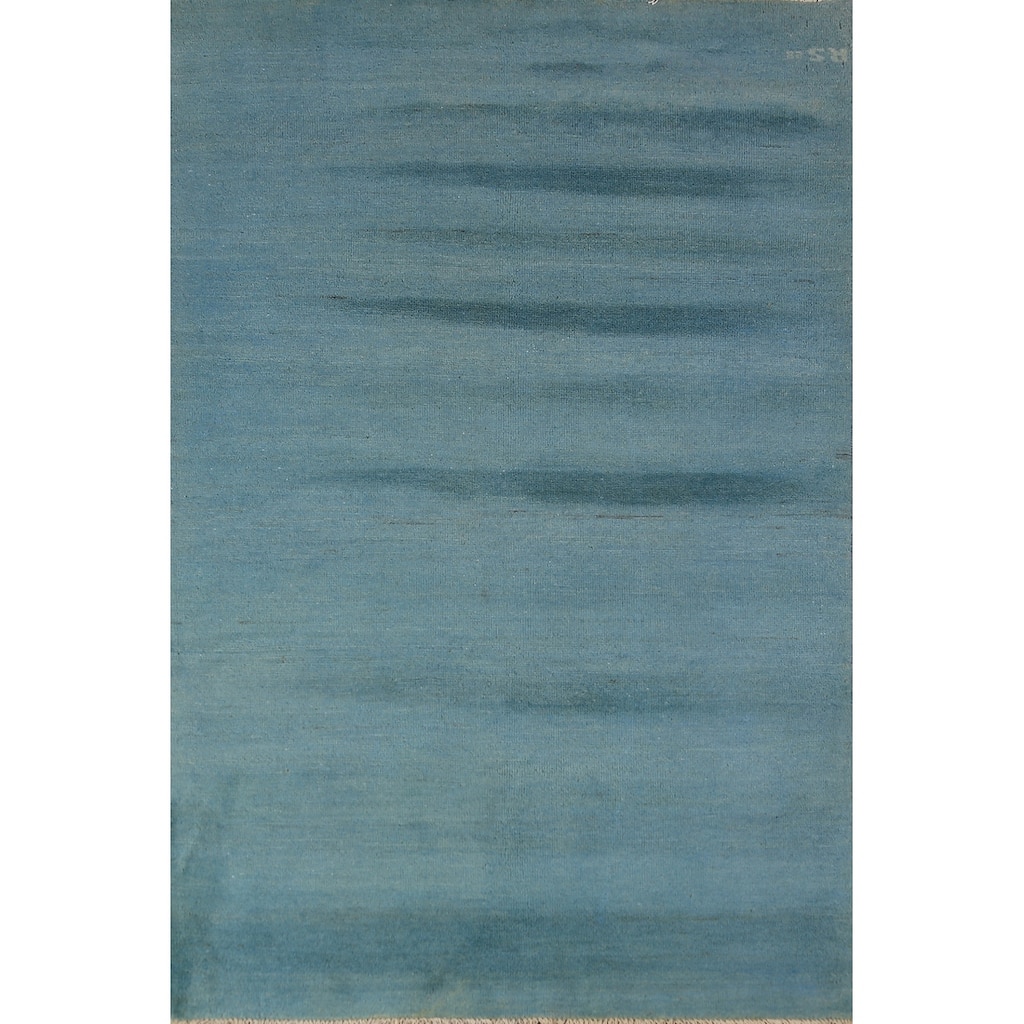 Light Blue Gabbeh Modern Rug Handmade Wool Carpet - 3'9" x 6'0"