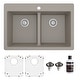 preview thumbnail 36 of 74, Karran 33" Top Mount Double Equal Bowl Quartz Kitchen Sink Kit - 33" x 22" x 9"