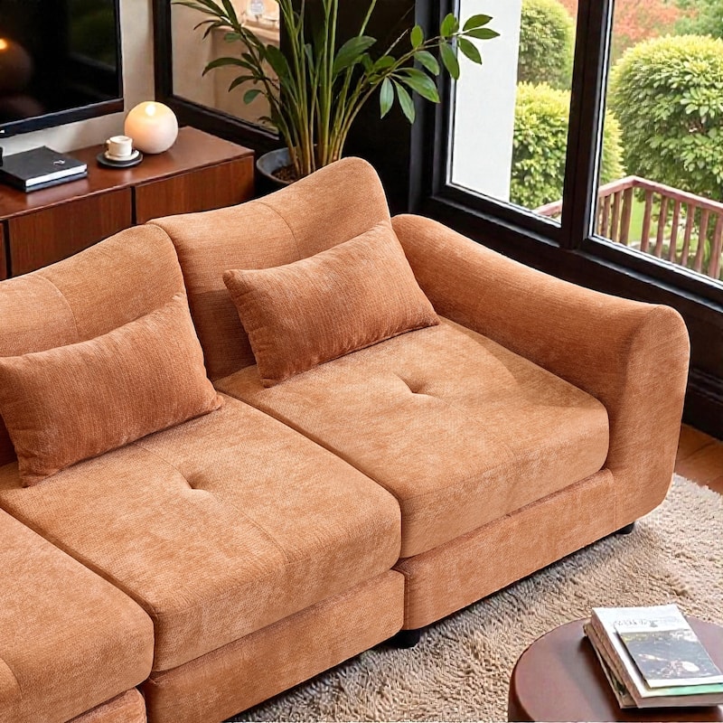 Modular Cloud Sofa, Convertible Folding Sofa Bed, 3-Seat Cushioned Sectional Couch for Living Room Bedroom