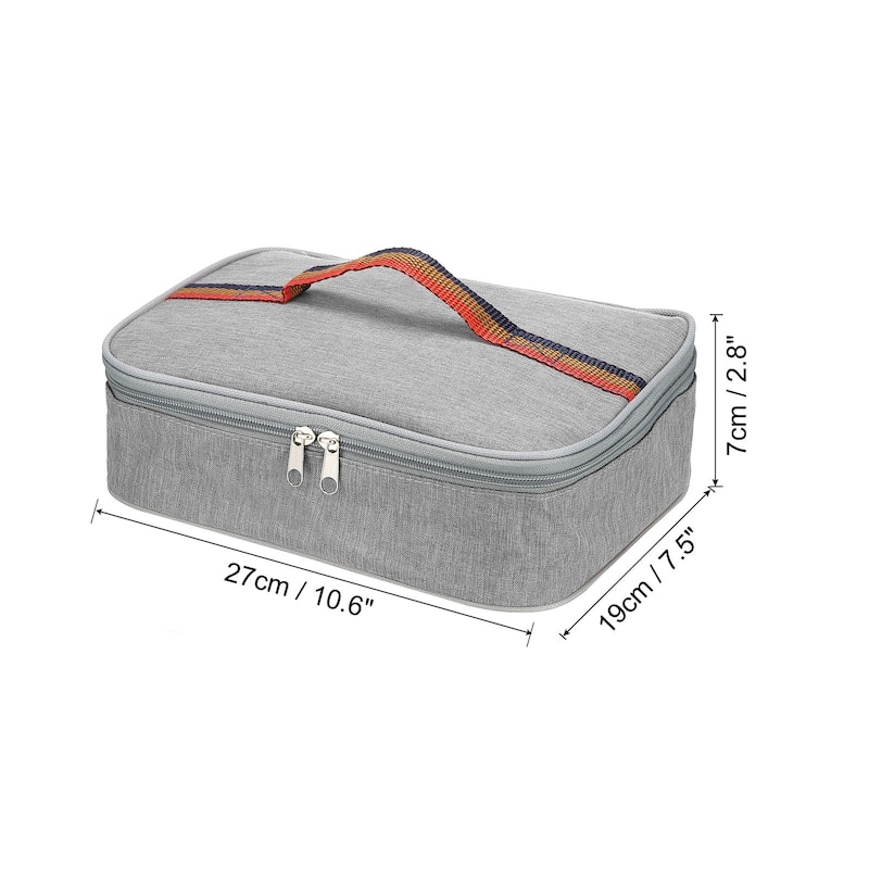 11"x8"x3" Insulated Lunch Bags Food Containers Bag Thermal Bento Bag - Grey