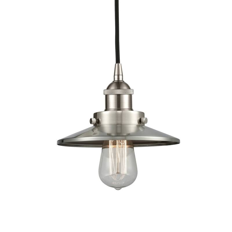 Innovations Lighting 616-1PH-6-8 Railroad Pendant Railroad 8" Wide - Brushed Satin Nickel / Brushed Satin Nickel