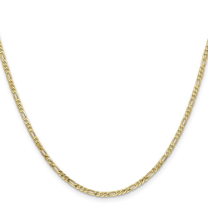 Curata 10k Yellow Gold Solid Concave Polished 2.2mm Figaro LINK Chain Bracelet