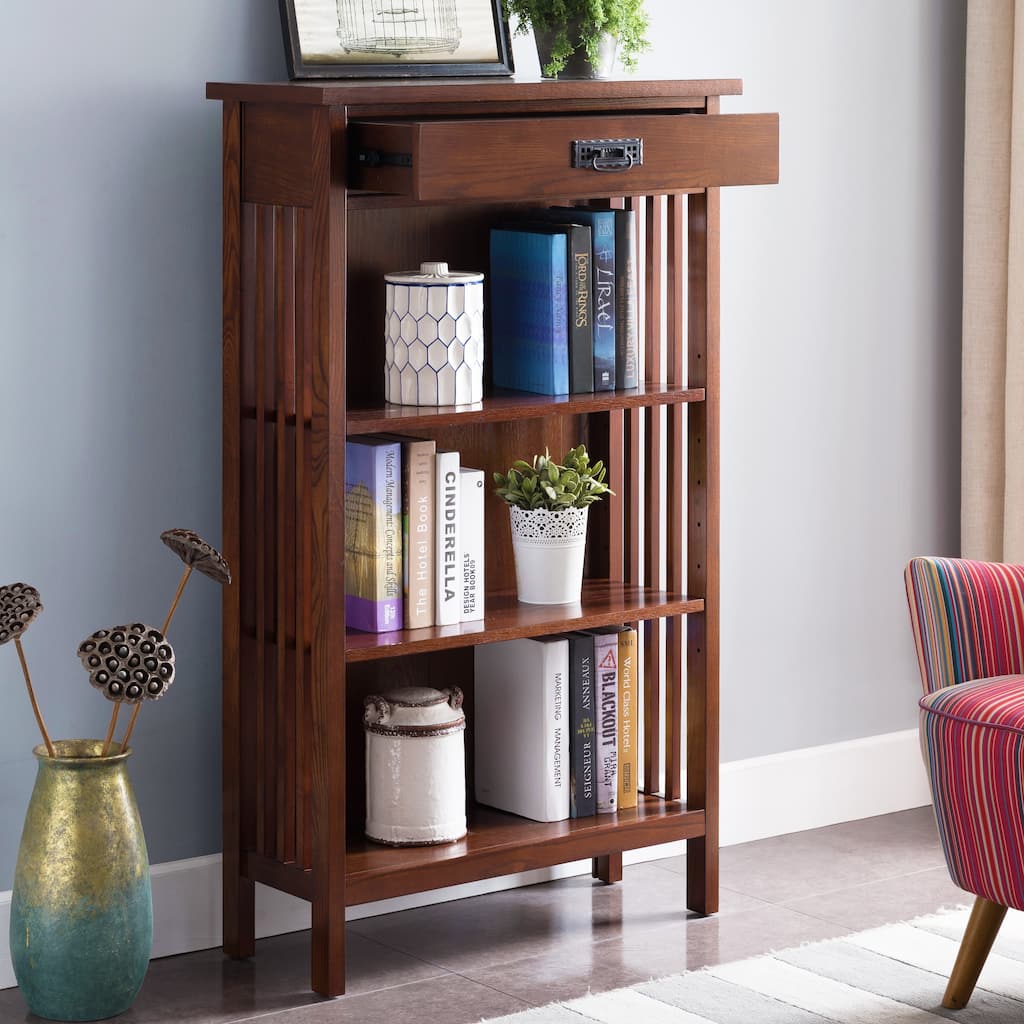 Leick Home Mission Mantel Height Bookcase with Slatted Sides