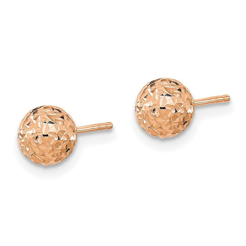 Curata 14k Rose Gold 6mmDiamond-Cut Ball Post Earrings