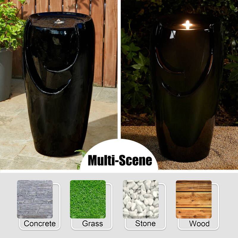 Glitzhome 30"H Oversized LED Ceramic Fountain