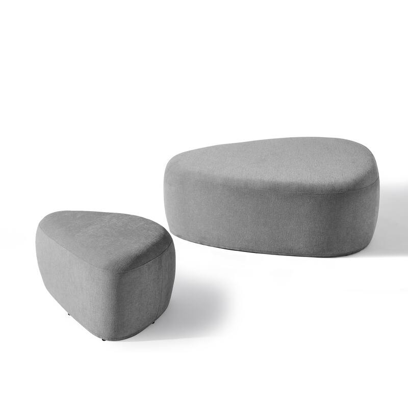 Leon 26"/43" W Chenille Triangle Cocktail Ottoman Set