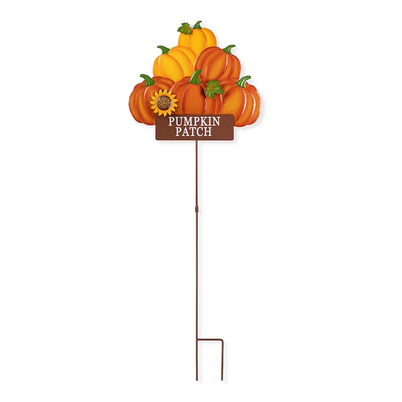 Glitzhome Fall Harvest Metal Yard Stake Hanging Decor for Thanksgiving (2-3 Functions)
