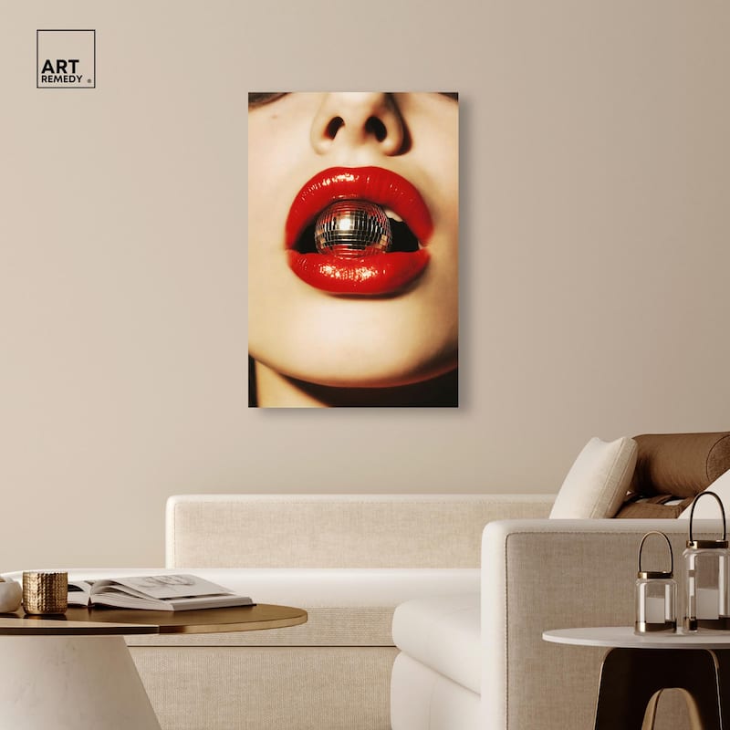 Disco Lips Canvas by Art Remedy, Gallery Wrapped