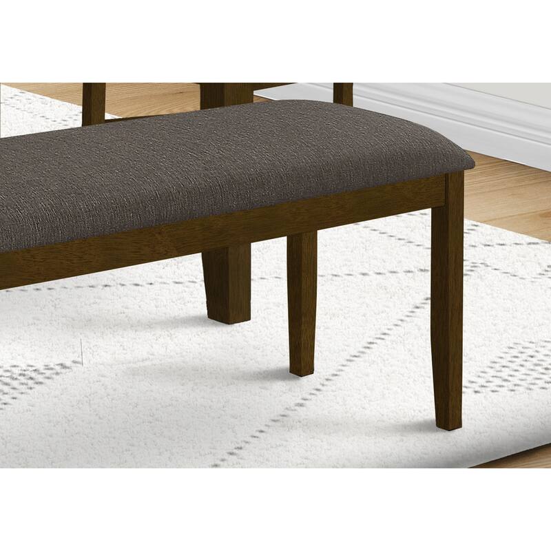 Bench, 42" Rectangular, Wood, Upholstered, Dining Room, Kitchen, Entryway, Brown And Beige, Transitional