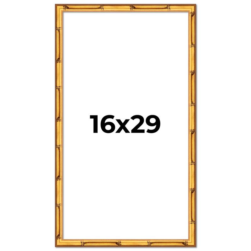 16x29 Frame Gold Bamboo Picture Frame Modern Photo Frame Includes UV Acrylic Shatter Guard Front Acid Free Foam Backing Board