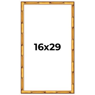 16x29 Frame Gold Bamboo Picture Frame Modern Photo Frame Includes UV Acrylic Shatter Guard Front Acid Free Foam Backing Board