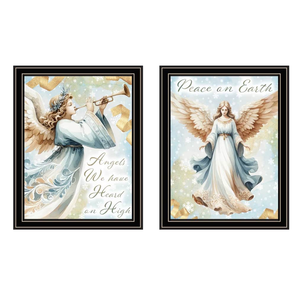 2-Piece Framed Wall Art Set - Angels We Have Heard on High, Black Frame