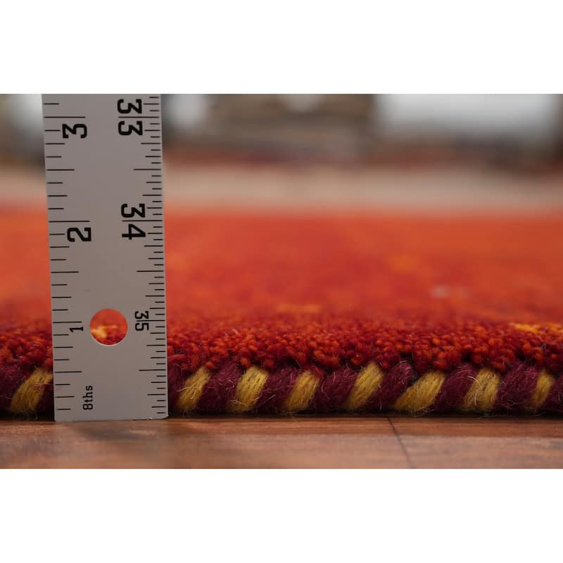 Hand Knotted Oriental 100% Wool Carpet Modern Modern Oranges & Rust Gabbeh Area Rug - 6' 1'' X 4' 2''