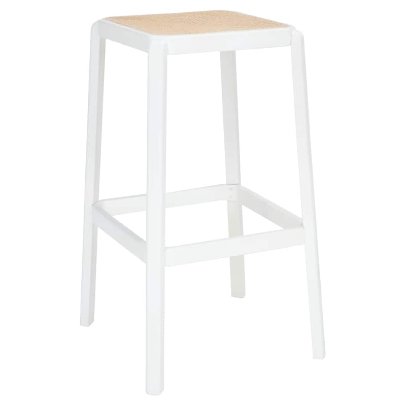 SAFAVIEH Fleta Backless Cane Bar Stool - 18" W x 18" D x 30" H - 18Wx18Dx30H